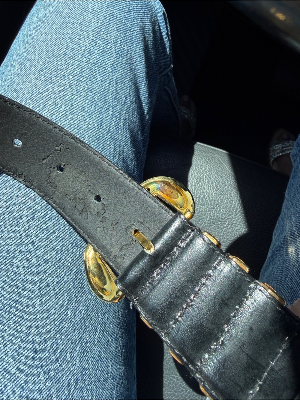 Jones New York Black Leather Logo-Stamped Belt - Picture 4 of 8